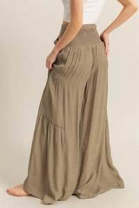 HYFVE Front Tie Waist Tiered Palazzo Pants - Brittney MADE
