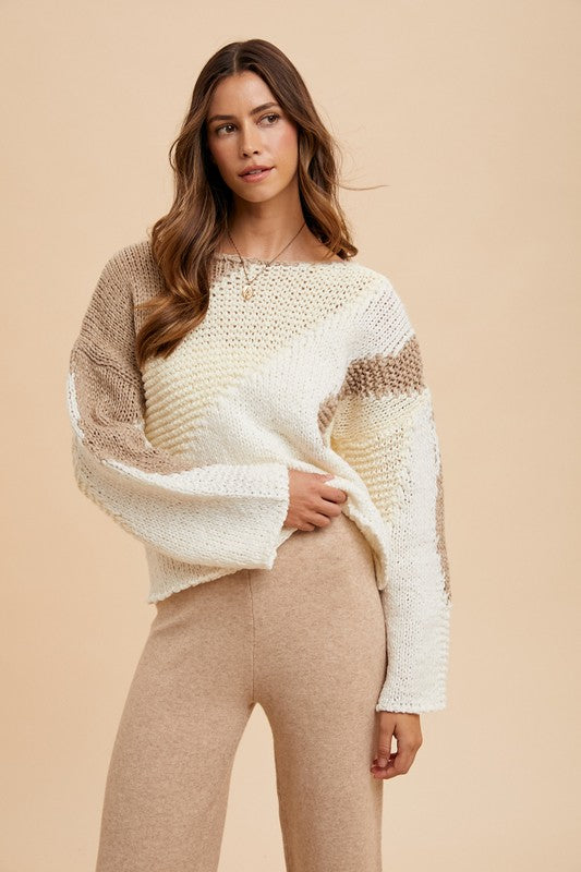 Annie Wear Color Block Drop Shoulder Sweater - Brittney MADE