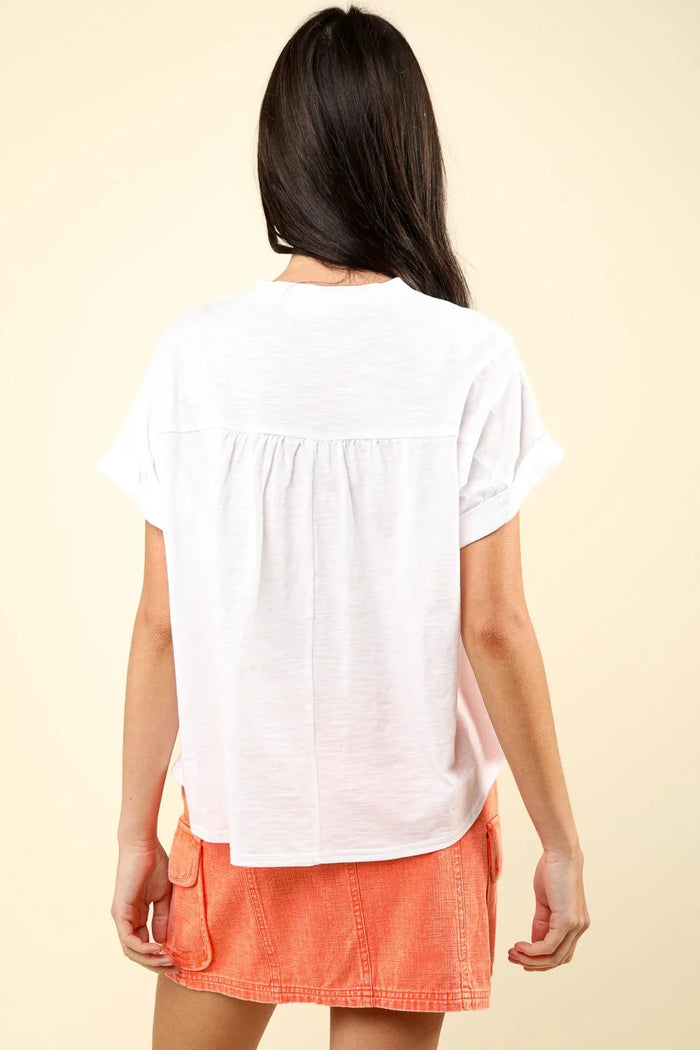 VERY J Nochted Short Sleeve Washed T-Shirt - Brittney MADE