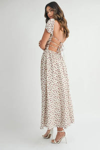 MABLE Floral Print Puff Sleeve Gathered Midi Dress - Brittney MADE