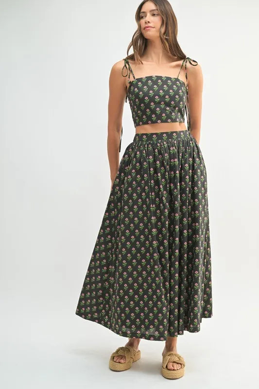 MABLE Floral Crop Top and Skirt Set - Brittney MADE