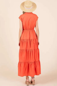 Mittoshop Button Up Collared Tiered Maxi Shirt Dress - Brittney MADE