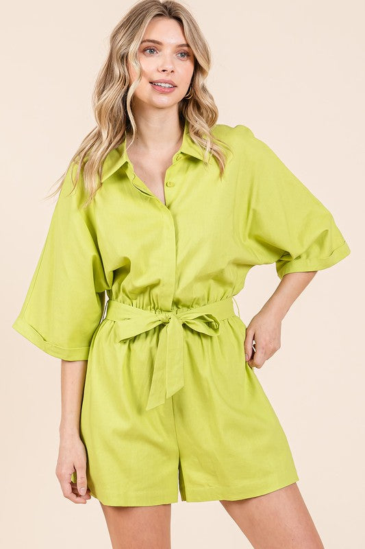 Mittoshop Tie Waist Half Sleeve Romper - Brittney MADE