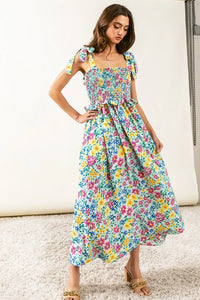 BiBi Floral Ruffle Trim Smocked Cami Dress - Brittney MADE
