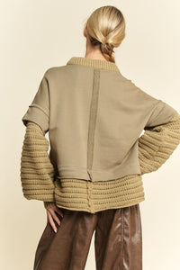 Davi & Dani Faux Layered Round Neck Sweater - Brittney MADE