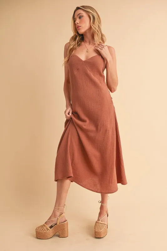 Aemi+Co Side Button Midi Cami Dress - Brittney MADE