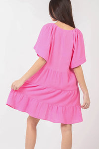 VERY J Texture V-Neck Ruffled Tiered Dress - Brittney MADE