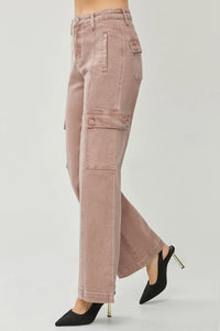 RISEN Full Size High Rise Wide Leg Cargo Jeans - Brittney MADE