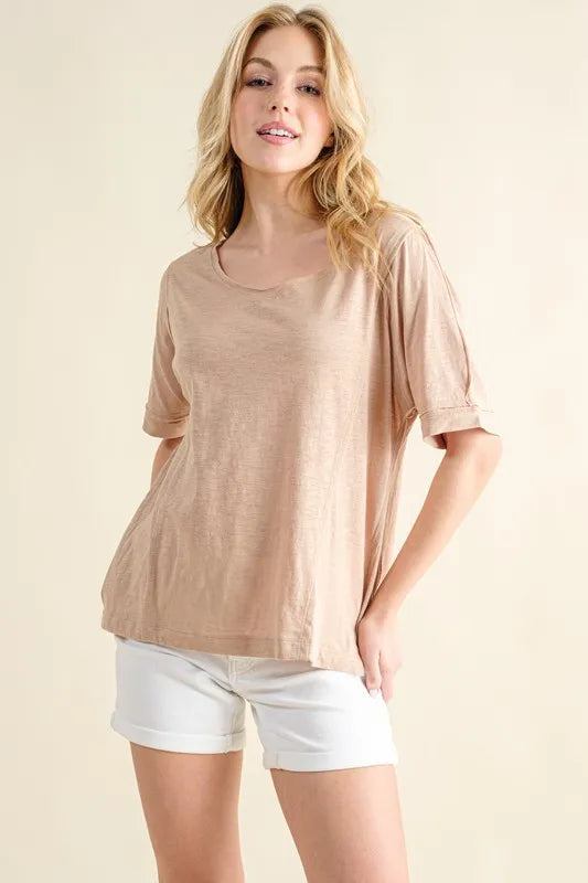 And The Why Vintage Slub Round Neck T-Shirt - Brittney MADE