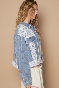 POL Crochet Patch Embroidered Button Up Jacket - Brittney MADE