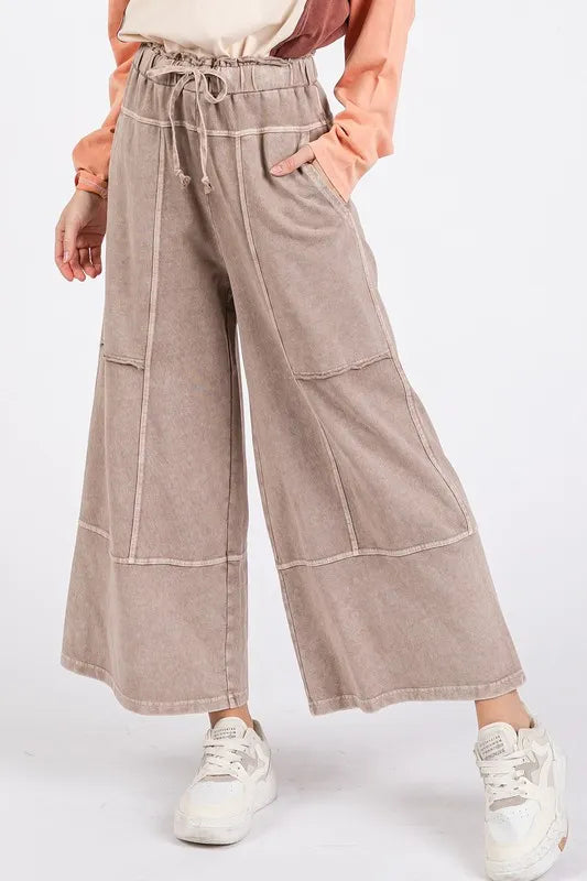 Mittoshop Mineral Wash Seam French Terry Wide Leg Pants - Brittney MADE