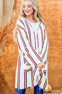 And The Why Rainbow Stripe Zipper Up Cardigan with Hood - Brittney MADE