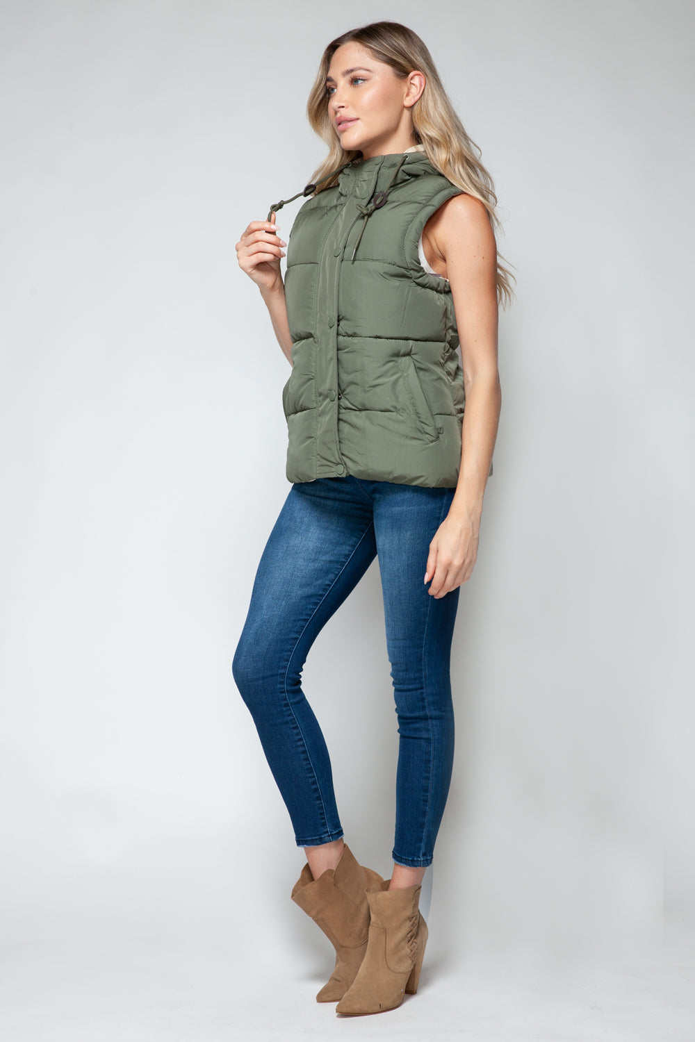 Snobbish Snap and Zip Closure Hooded Vest - Brittney MADE