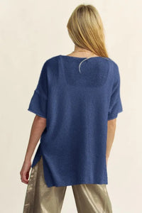 Davi & Dani High-Low Round Neck Knit Top - Brittney MADE