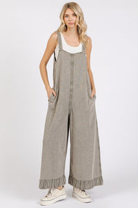 Mittoshop Ruffled Hem Wide Leg Overalls with Pockets - Brittney MADE