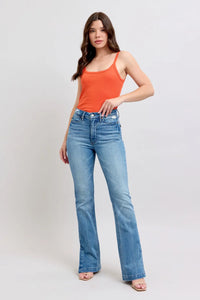 Judy Blue HW Tummy Control Vintage Wash Side Slit Slim Boot Jeans - Brittney MADE