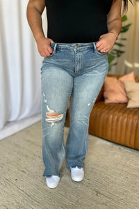 Judy Blue Full Size Medium Rise Tummy Control Destroy Flare - Brittney MADE