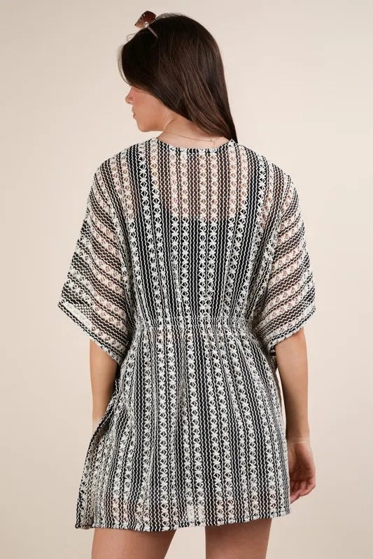VERY J Striped Poncho Boho Cardigan - Brittney MADE