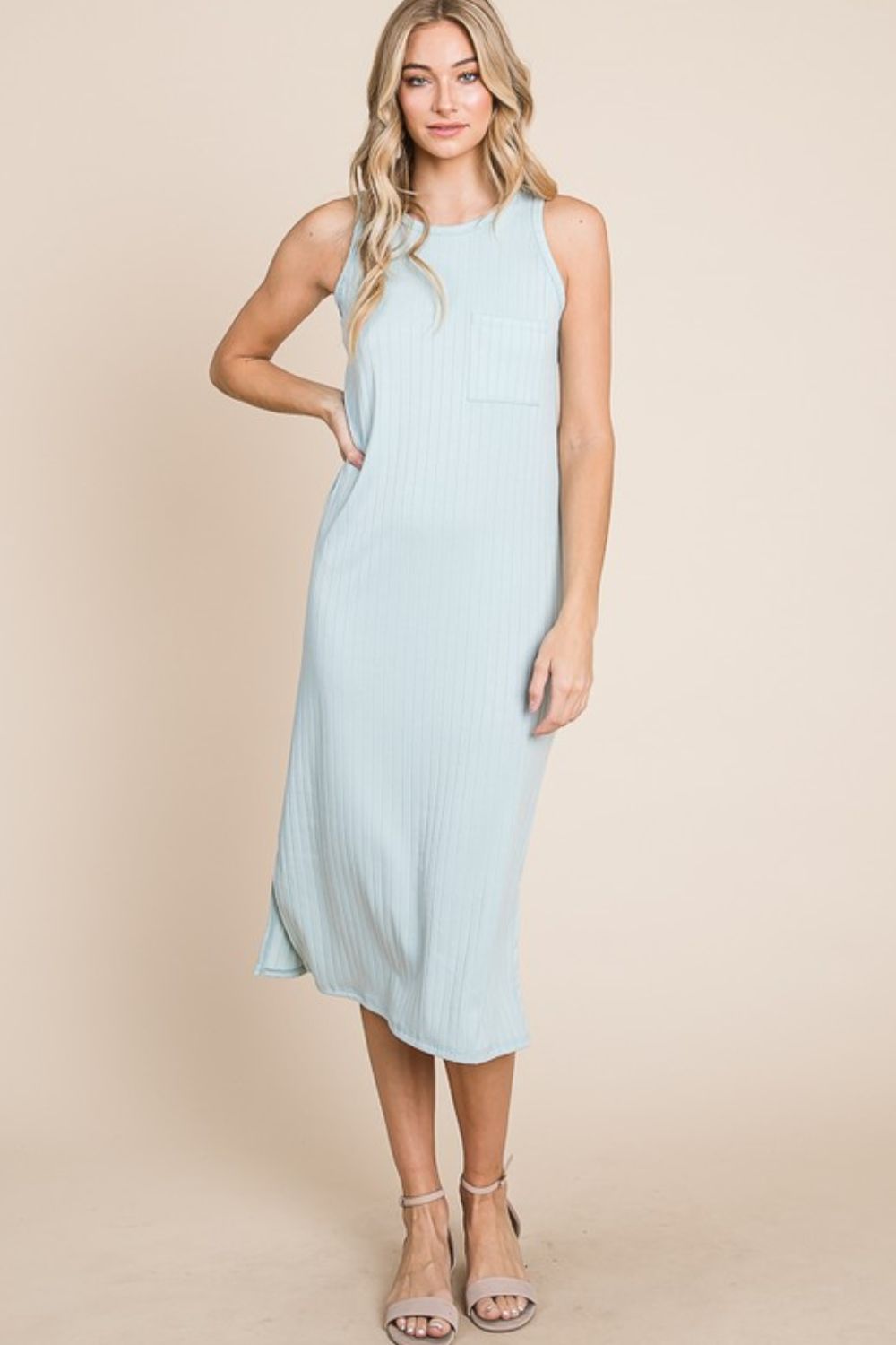 BOMBOM Ribbed Knit Sleeveless Midi Dress - Brittney MADE