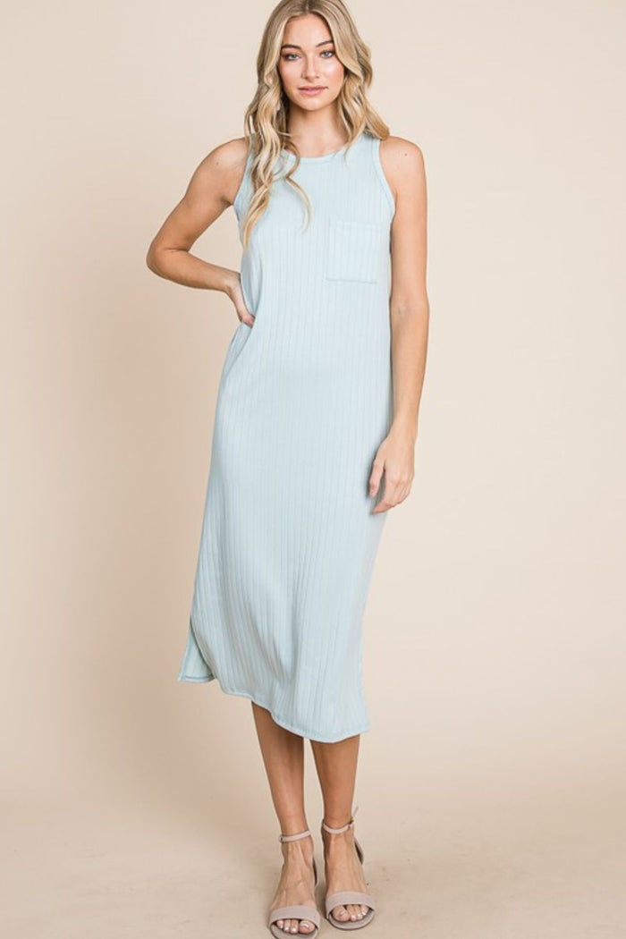 BOMBOM Ribbed Knit Sleeveless Midi Dress - Brittney MADE