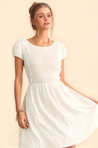 Davi & Dani Crossed Back Short Sleeve Dress with Pockets - Brittney MADE