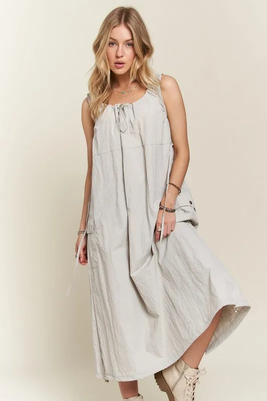 ADORA Drawstring Slit Back Cargo Dress - Brittney MADE