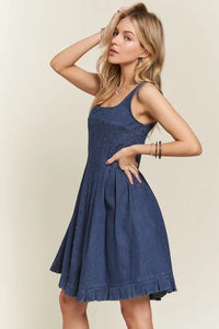 ADORA Smocked Back Square Neck Denim Dress - Brittney MADE