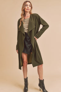 Aemi + Co Open Front Long Sleeve Longline Coat - Brittney MADE