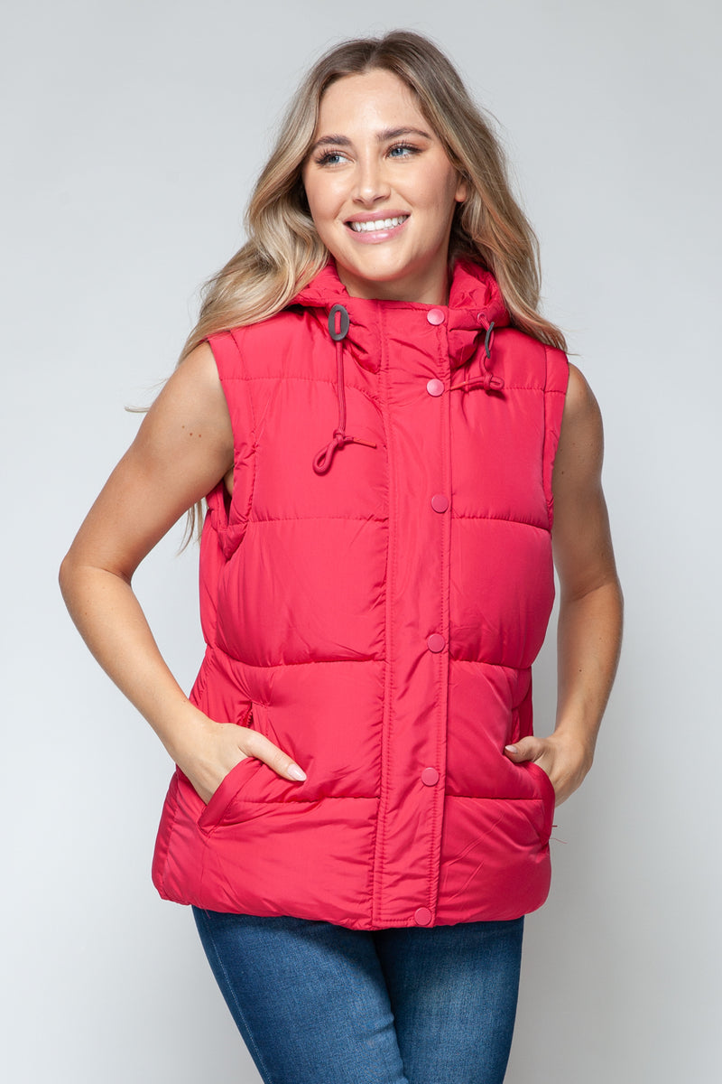 Snobbish Snap and Zip Closure Hooded Vest - Brittney MADE