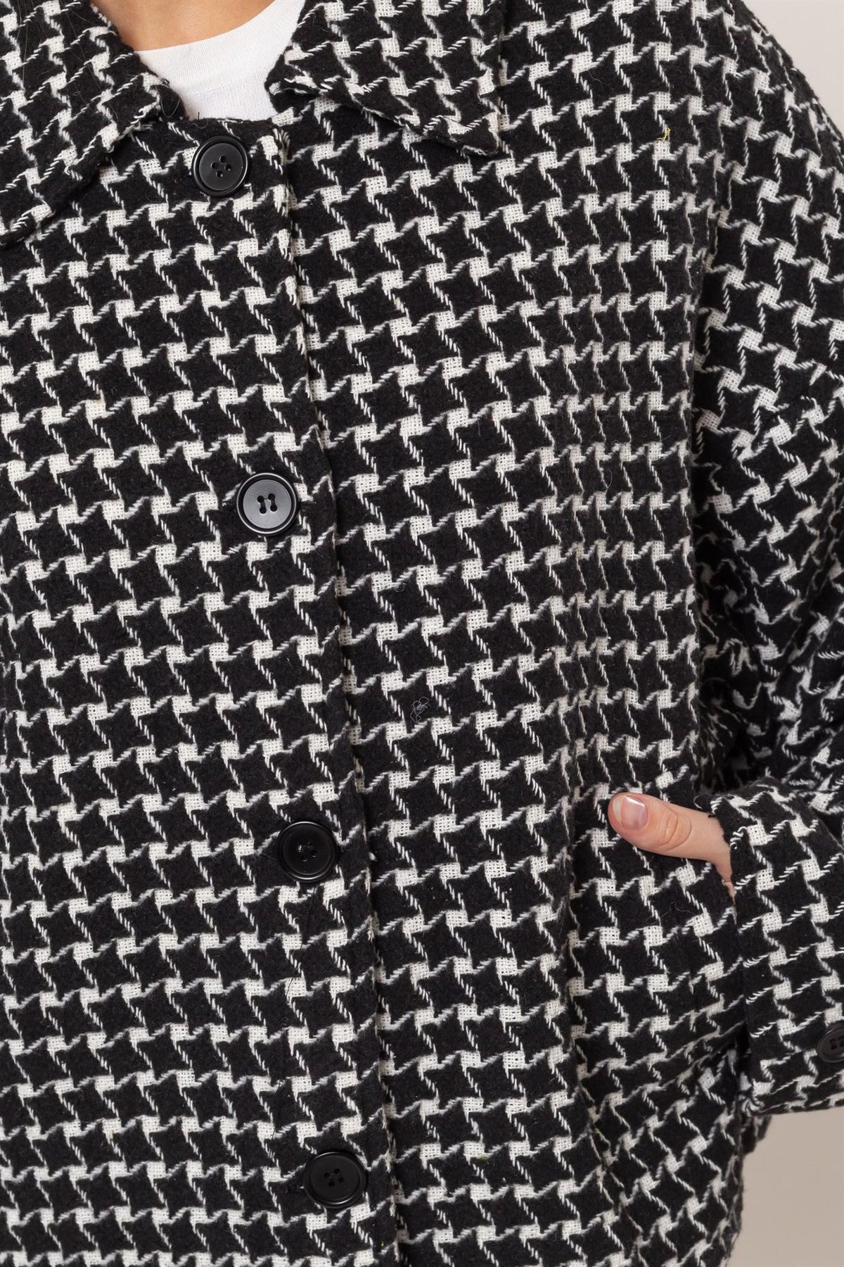 HYFVE Tweed Plaid Button Up Collared Neck Jacket - Brittney MADE