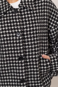 HYFVE Tweed Plaid Button Up Collared Neck Jacket - Brittney MADE