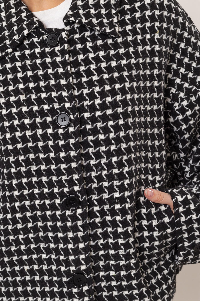 HYFVE Tweed Plaid Button Up Collared Neck Jacket - Brittney MADE