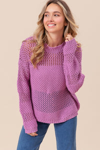 BiBi Openwork Long Sleeve Knit Top - Brittney MADE