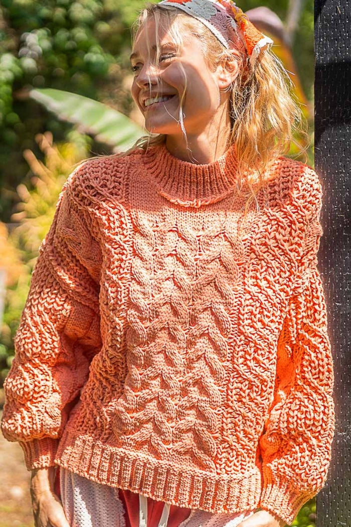 POL Mock Neck Cable Knit Sweater - Brittney MADE