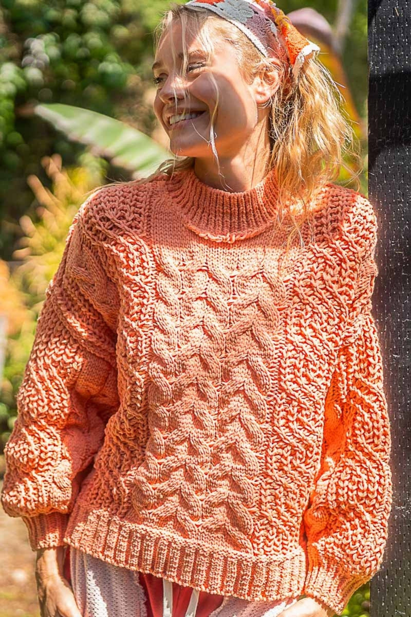 POL Mock Neck Cable Knit Sweater - Brittney MADE