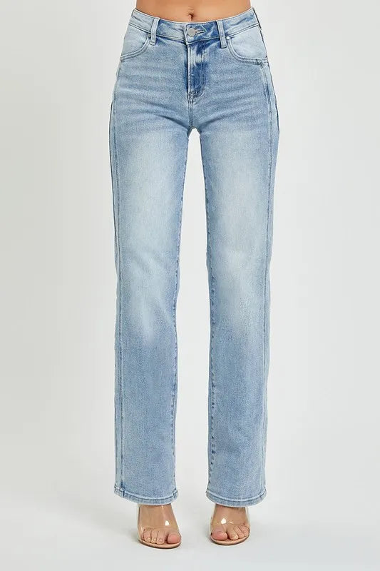 RISEN Plus Size Mid Rise Straight Jeans - Brittney MADE