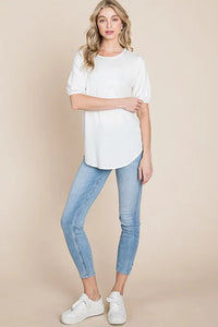 BOMBOM Round Neck Puff Sleeve T-Shirt - Brittney MADE