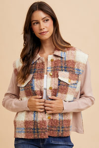 Annie Wear Faux Fur Plaid Button Up Jacket - Brittney MADE