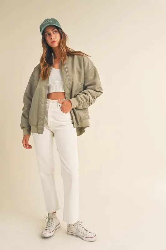 MABLE Back Ruched Utiltiy Bomber Jacket - Brittney MADE