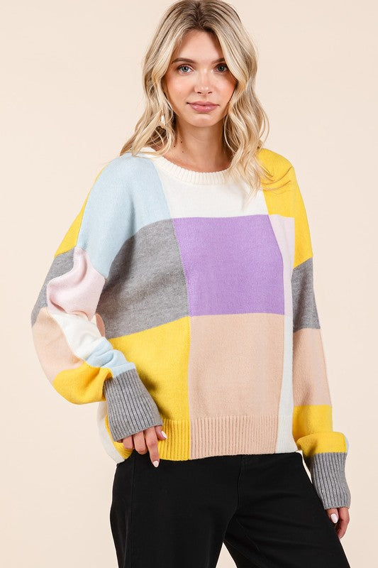 Mittoshop Color Block Round Neck Sweater - Brittney MADE