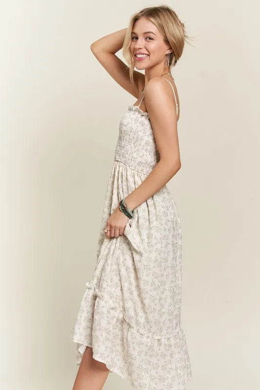 ADORA Smocked Floral Ruffled Hem Cami Dress - Brittney MADE