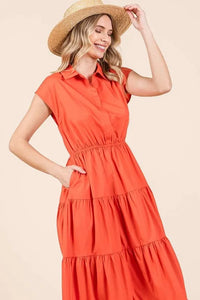 Mittoshop Button Up Collared Tiered Maxi Shirt Dress - Brittney MADE