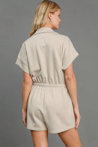 Umgee Full Size Half Sleeve Dolman Sleeved Romper Plus Size - Brittney MADE