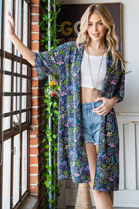 Heimish Full Size Half Sleeve Floral Open Cardigan Plus Size - Brittney MADE