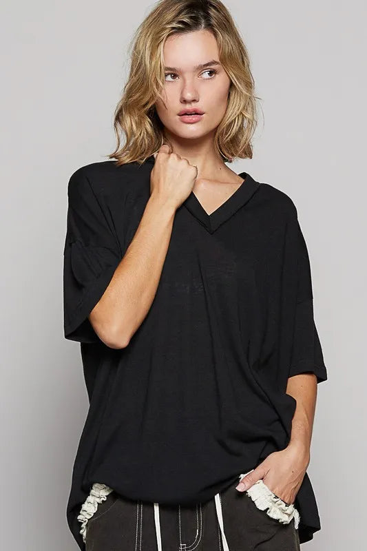 POL V-Neck Half Sleeve T-Shirt - Brittney MADE