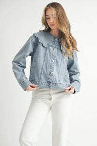 MABLE Scallop Peter Pan Collar Denim Jacket - Brittney MADE