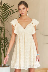 ADORA Tie Back V-Neck Ruffle Sleeve Dress - Brittney MADE