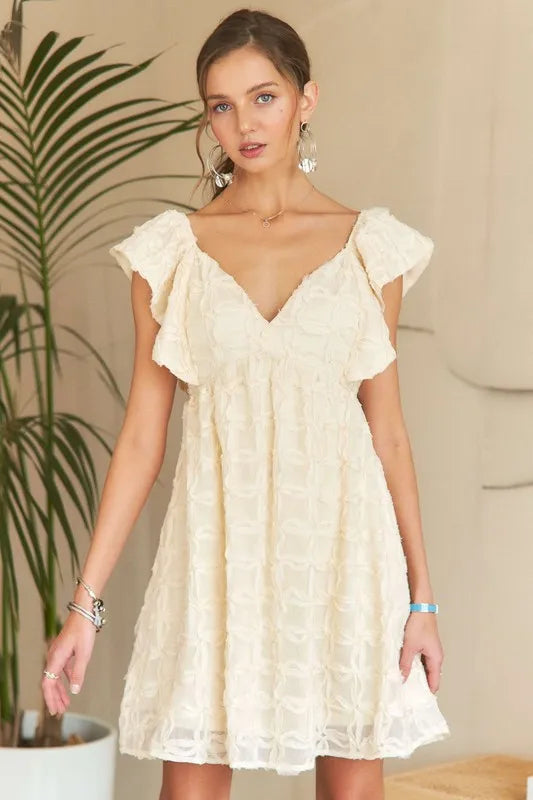 ADORA Tie Back V-Neck Ruffle Sleeve Dress - Brittney MADE