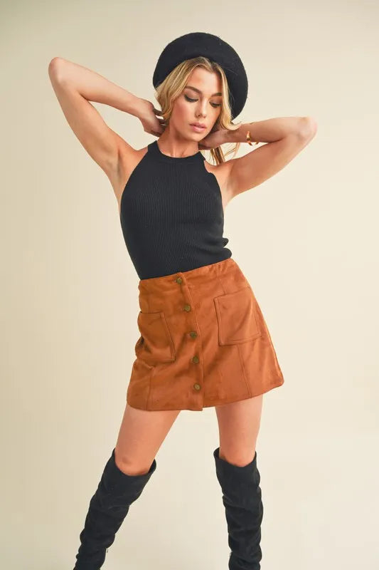 Aemi + Co Grecian Neck Ribbed Tank - Brittney MADE