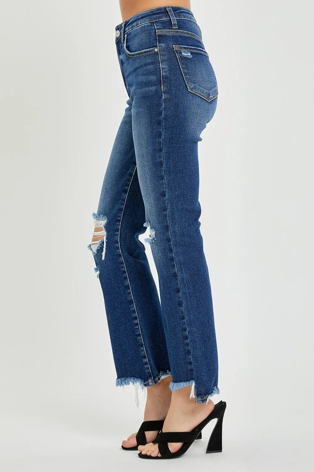 RISEN High Rise Distressed Crop Flare Jeans - Brittney MADE